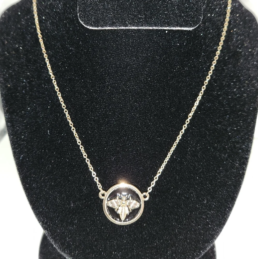 Charter Club Gold Tone Black Fly Pendant Necklace